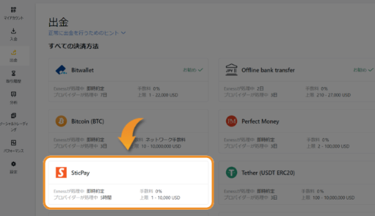 Exness(エクスネス)の出金方法まとめ